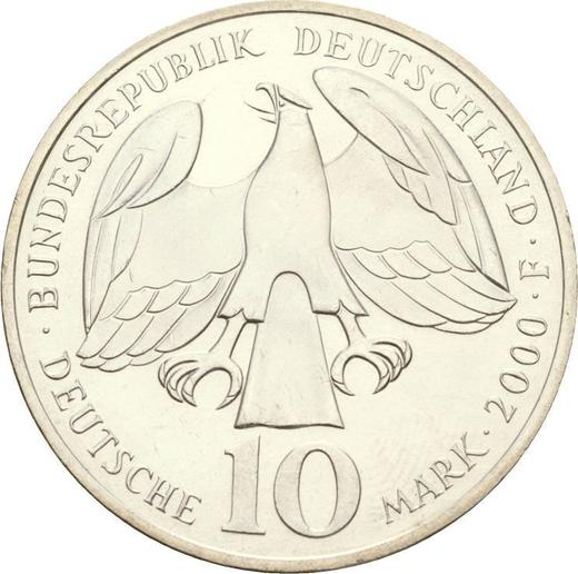 Реверс монеты - 10 марок 2000 года F "Бах" - цена серебряной монеты - Германия, ФРГ