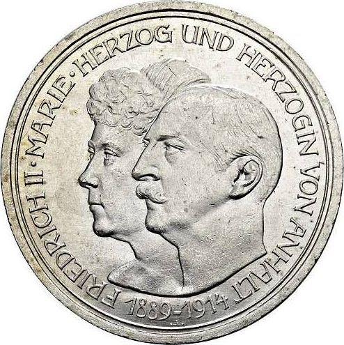 Аверс монеты - 5 марок 1914 года A "Ангальт" Серебряная свадьба - цена серебряной монеты - Германия, Германская Империя