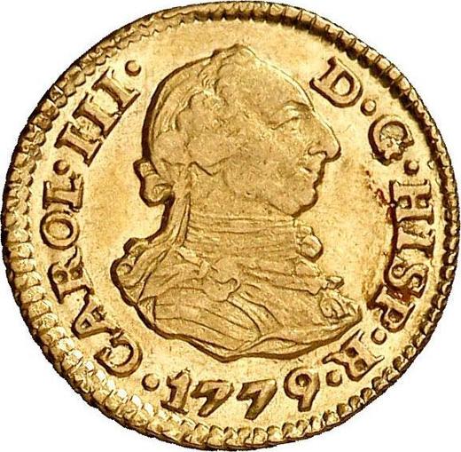 Obverse 1/2 Escudo 1779 S CF - Gold Coin Value - Spain, Charles III