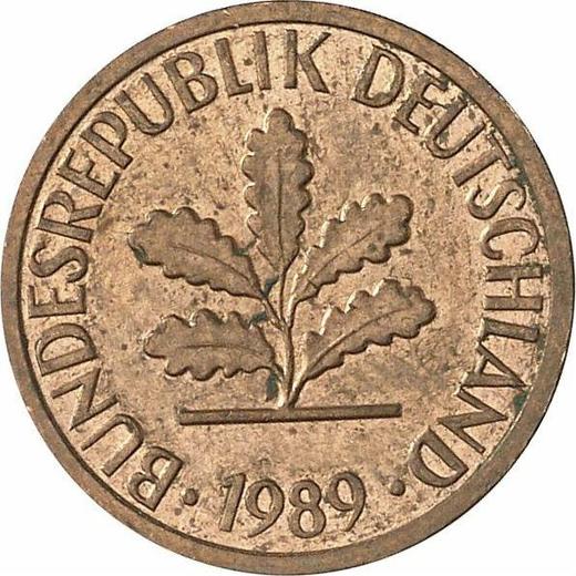 Rewers monety - 1 fenig 1989 G - cena  monety - Niemcy, RFN