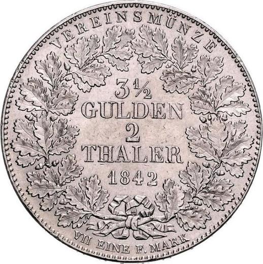 Реверс монеты - 2 талера 1842 года - цена серебряной монеты - Вюртемберг, Вильгельм I