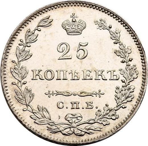 Reverso 25 kopeks 1828 СПБ НГ "Águila con las alas bajadas" Canto punteado - valor de la moneda de plata - Rusia, Nicolás I