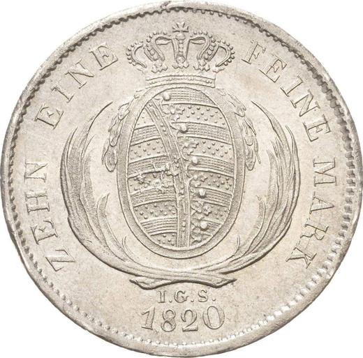 Реверс монеты - Талер 1820 года I.G.S. - цена серебряной монеты - Саксония-Альбертина, Фридрих Август I