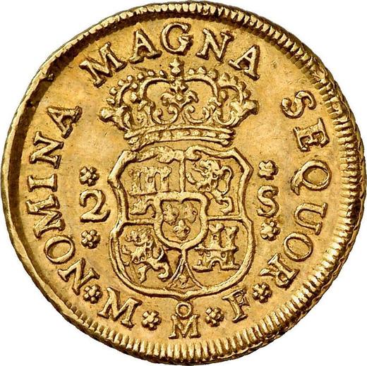 Reverse 2 Escudos 1748 Mo MF - Gold Coin Value - Mexico, Ferdinand VI