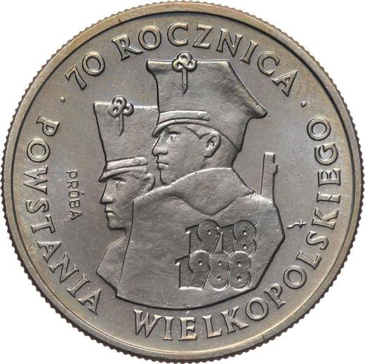 Reverso Pruebas 100 eslotis 1988 MW "70 aniversario de la Sublevación de Gran Polonia" Cuproníquel - valor de la moneda  - Polonia, República Popular