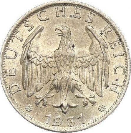 Anverso 2 Reichsmarks 1931 F - valor de la moneda de plata - Alemania, República de Weimar