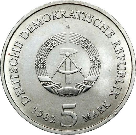 Reverso 5 marcos 1982 A "Casa rural de Goethe" - valor de la moneda  - Alemania, República Democrática Alemana (RDA)