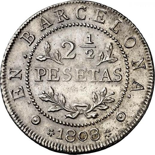 Реверс монеты - 2 1/2 песет 1808 года - цена серебряной монеты - Испания, Жозеф Бонапарт