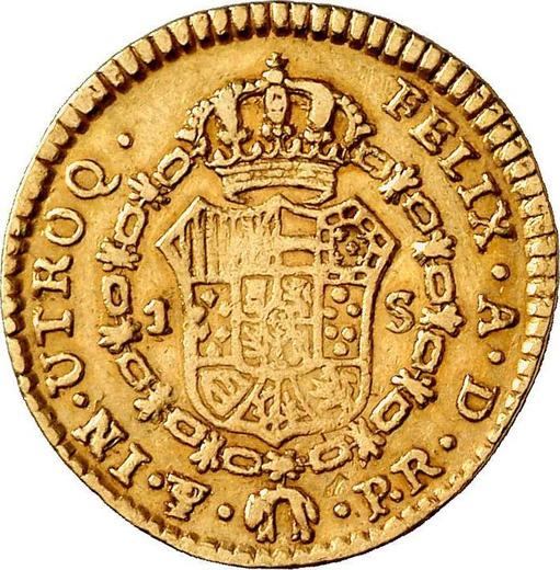 Reverse 1 Escudo 1780 PTS PR - Gold Coin Value - Bolivia, Charles III