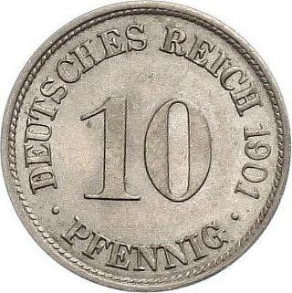 Аверс монеты - 10 пфеннигов 1901 года F "Тип 1890-1916" - цена  монеты - Германия, Германская Империя