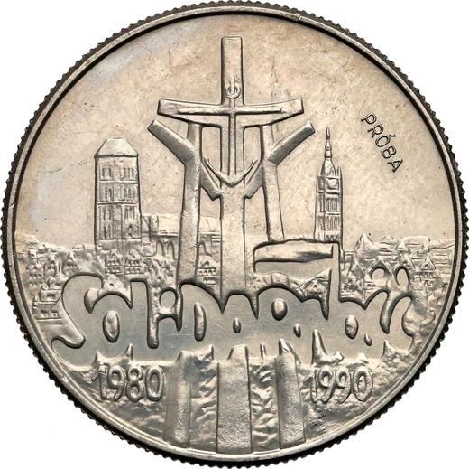 Reverso 10000 eslotis 1990 MW "10 aniversario de la fundación de Solidaridad" Cuproníquel - valor de la moneda  - Polonia, República moderna