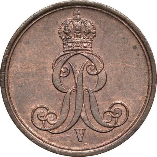 Аверс монеты - 1 пфенниг 1863 года B - цена  монеты - Ганновер, Георг V