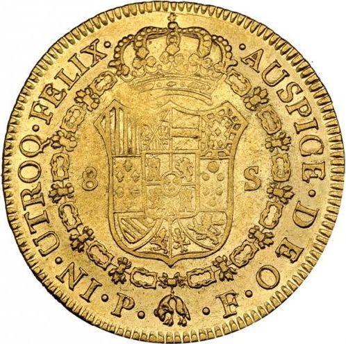 Revers 8 Escudos 1816 P F - Goldmünze Wert - Kolumbien, Ferdinand VII