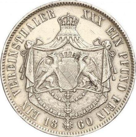 Revers Taler 1860 - Silbermünze Wert - Baden, Friedrich I