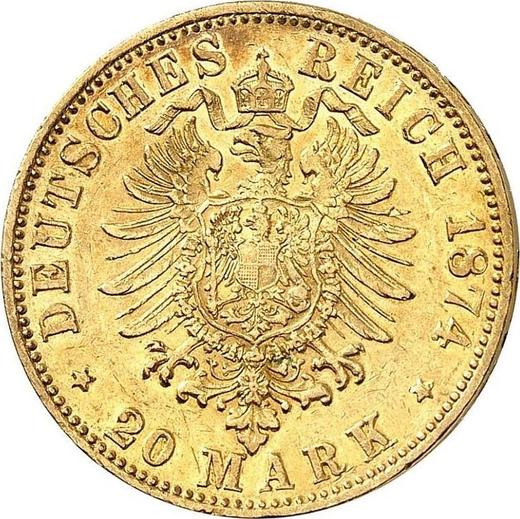 Реверс монеты - 20 марок 1874 года G "Баден" - цена золотой монеты - Германия, Германская Империя