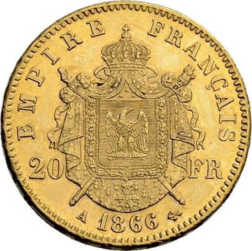 Reverse 20 Francs 1866 A "Type 1861-1870" Paris - France, Napoleon III