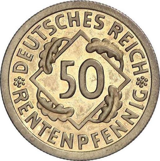 Аверс монеты - 50 рентенпфеннигов 1924 года A - цена  монеты - Германия, Bеймарская республика