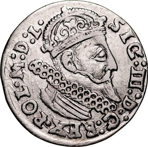 Аверс монеты - Трояк (3 гроша) 1624 года "Краковский монетный двор" - цена серебряной монеты - Польша, Сигизмунд III Ваза