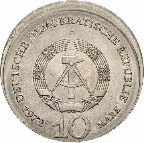 Rewers monety - 10 marek 1972 A "Buchenwald" Przesunięcie stempla - cena  monety - Niemcy, NRD