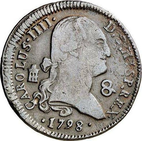 Аверс монеты - 8 мараведи 1798 года - цена  монеты - Испания, Карл IV