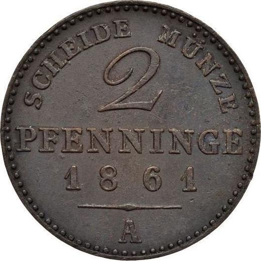 Reverso 2 Pfennige 1861 A - valor de la moneda  - Prusia, Guillermo I