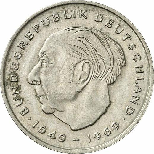 Аверс монеты - 2 марки 1971 года D "Теодор Хойс" - цена  монеты - Германия, ФРГ