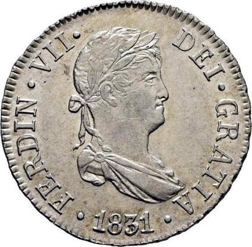 Awers monety - 2 reales 1831 S JB - cena srebrnej monety - Hiszpania, Ferdynand VII
