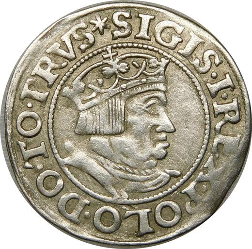 Аверс монеты - 1 грош 1537 года "Гданьск" - цена серебряной монеты - Польша, Сигизмунд I Старый