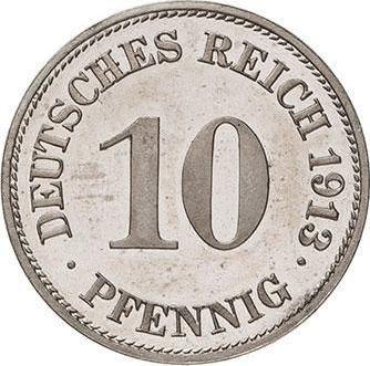 Anverso 10 Pfennige 1913 E "Tipo 1890-1916" - valor de la moneda  - Alemania, Imperio alemán