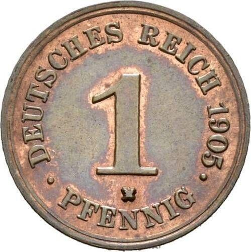 Awers monety - 1 fenig 1905 E "Typ 1890-1916" Krzyż pod nominałem - cena  monety - Niemcy, Cesarstwo Niemieckie