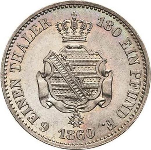 Reverso 1/6 tálero 1860 B - valor de la moneda de plata - Sajonia, Juan