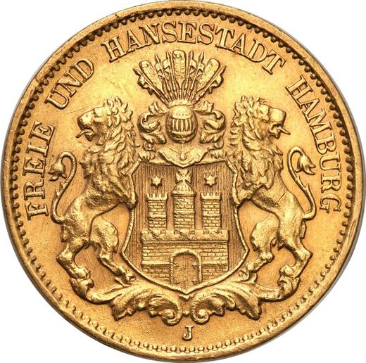 Anverso 10 marcos 1907 J "Hamburg" - valor de la moneda de oro - Alemania, Imperio alemán