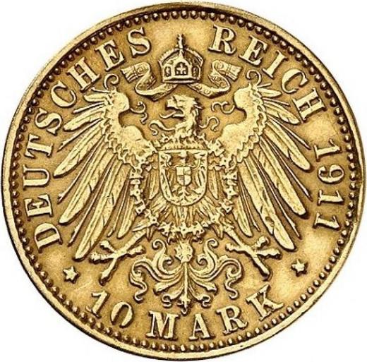 Reverso 10 marcos 1911 G "Baden" - valor de la moneda de oro - Alemania, Imperio alemán