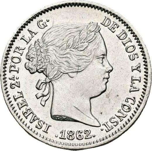 Avers 1 Real 1862 Sechs spitze Sterne - Silbermünze Wert - Spanien, Isabella II