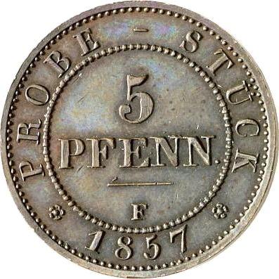 Реверс монеты - Пробные 5 пфеннигов 1857 года F - цена  монеты - Саксония, Иоганн