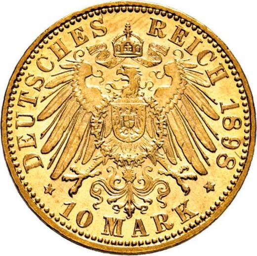 Reverso 10 marcos 1898 A "Hessen" - valor de la moneda de oro - Alemania, Imperio alemán