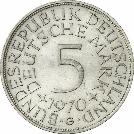 Awers monety - 5 marek 1970 G - cena srebrnej monety - Niemcy, RFN