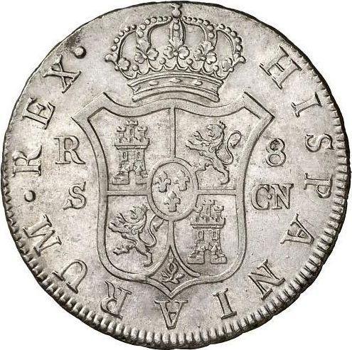 Реверс монеты - 8 реалов 1799 года S CN - цена серебряной монеты - Испания, Карл IV