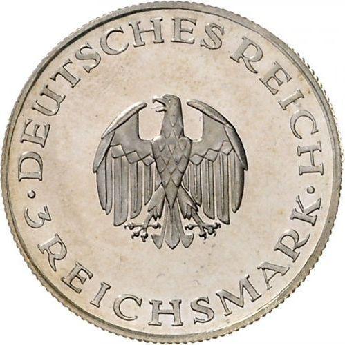 Anverso 3 Reichsmarks 1929 F "Lessing" - valor de la moneda de plata - Alemania, República de Weimar