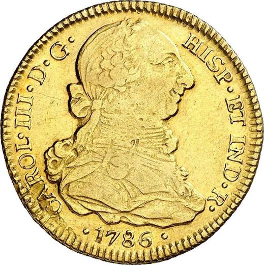 Аверс монеты - 4 эскудо 1786 года So DA - цена золотой монеты - Чили, Карл III