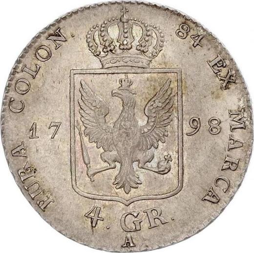 Reverso 4 groschen 1798 A "Silesia" - valor de la moneda de plata - Prusia, Federico Guillermo III