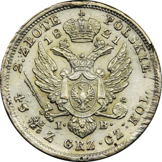 Reverso 2 eslotis 1821 IB "Cabeza pequeña" - valor de la moneda de plata - Polonia, Zarato de Polonia