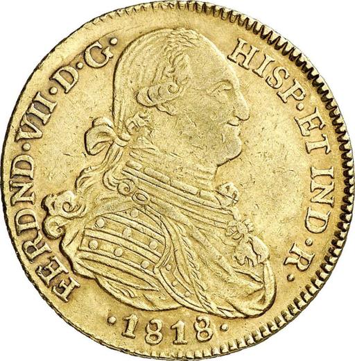 Anverso 4 escudos 1818 NR JF - valor de la moneda de oro - Colombia, Fernando VII