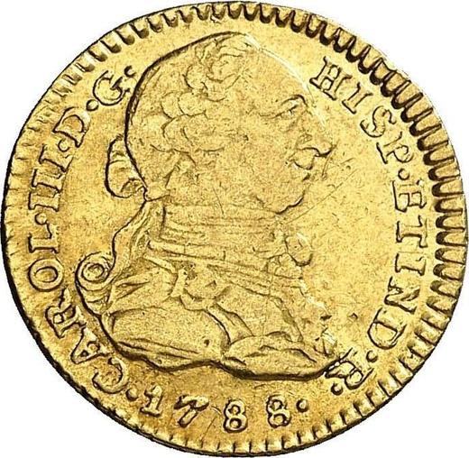Аверс монеты - 1 эскудо 1788 года NR JJ - цена золотой монеты - Колумбия, Карл III