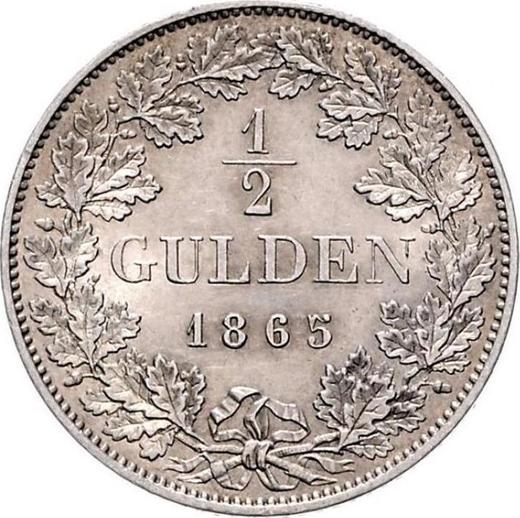 Rewers monety - 1/2 guldena 1865 - cena srebrnej monety - Badenia, Fryderyk I