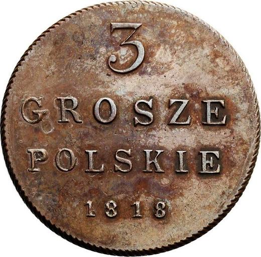 Реверс монеты - 3 гроша 1818 года IB "Длинный хвост" Новодел - цена  монеты - Польша, Царство Польское