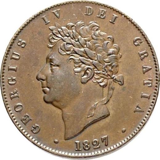 Аверс монеты - 1/2 пенни 1827 года - цена  монеты - Великобритания, Георг IV