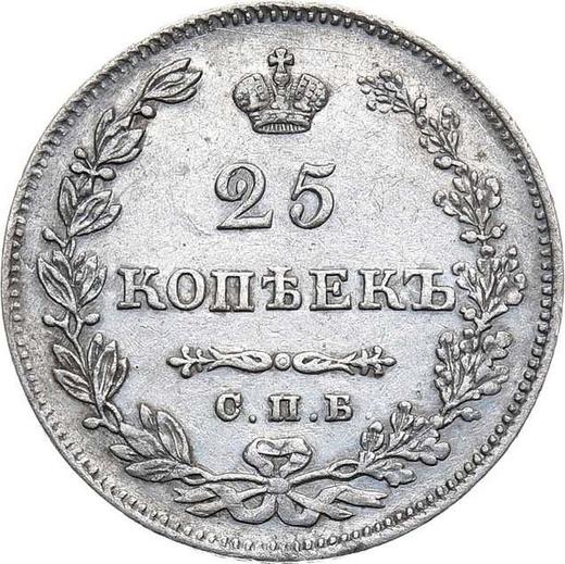Reverso 25 kopeks 1829 СПБ НГ "Águila con las alas bajadas" - valor de la moneda de plata - Rusia, Nicolás I