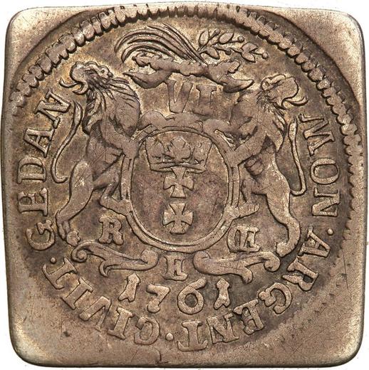 Reverse 6 Groszy (Szostak) 1761 REOE "Danzig" Klippe - Silver Coin Value - Poland, Augustus III