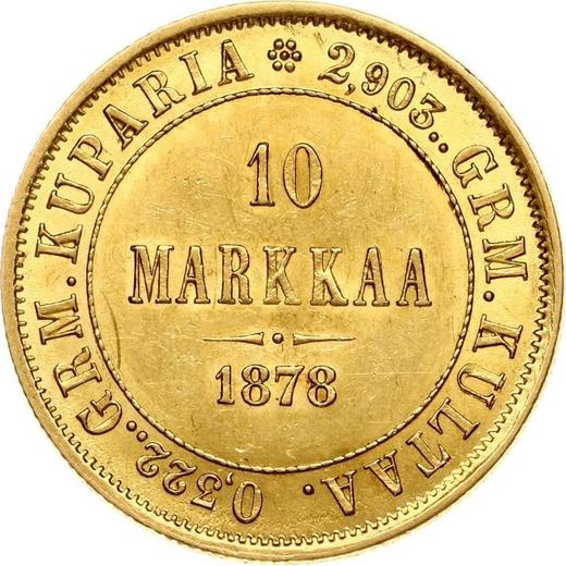 Rewers monety - 10 marek 1878 S - cena złotej monety - Finlandia, Wielkie Księstwo